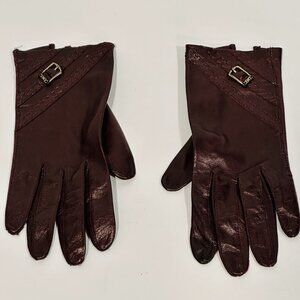 Vintage Etienne Aigner Soft Leather Gloves Lightweight Buckle Accent Womens Sz 7